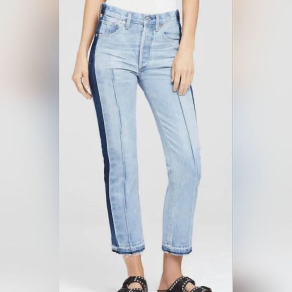 NEW Citizens Of Humanity Gia High Rise Frayed Straight Leg Tuxedo Jeans 25 26 27 - Picture 1 of 16